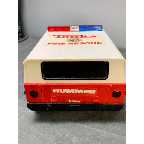 Tonka Fire Rescue Hummer Vehicle 2000s Vintage Red & White with Lights Sounds - Picture 4 of 10